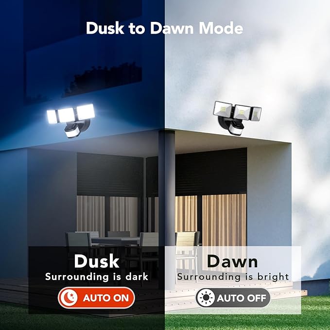 OREiN 2-Pack Motion Sensor Outdoor Flood Lights, 26W 3500LM LED Security Lights - Image 2