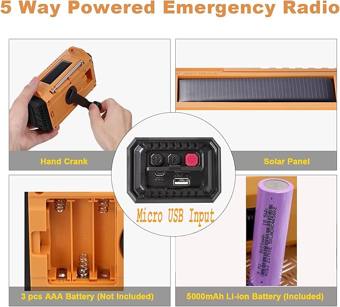 NOAA Weather Radio AM/FM/Shortwave, 5 Way Powered Emergency Radio - Image 3