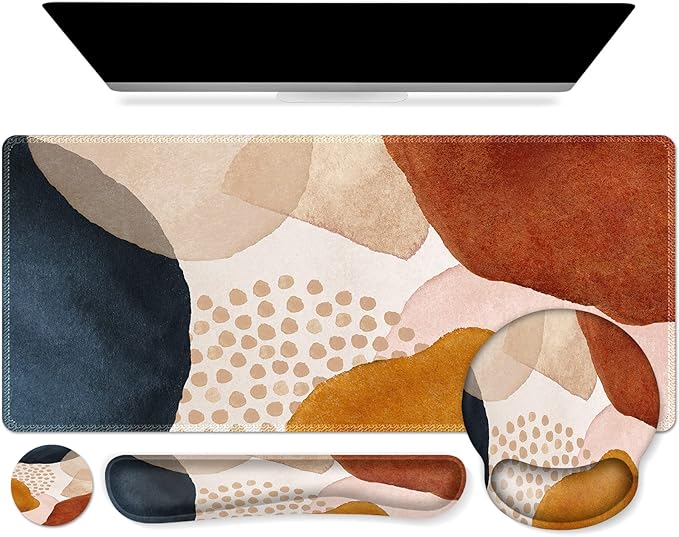 iCasso Desk Mat, Gaming Mouse Pad Wrist Support Set, 4in1 XXL Large Mousepad + by iCasso