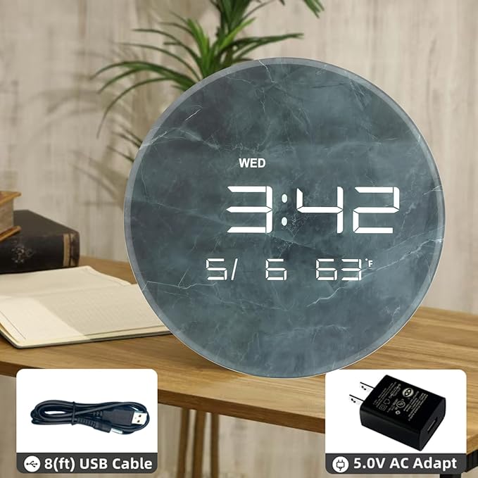 Nbdeal Digital Wall Clock with LED Display, Automatic Dimming, 12/24hr Format - Image 2