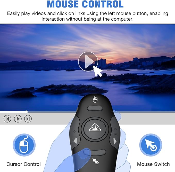 Air Mouse Clicker for Powerpoint Presentations, Rechargeable Wireless Presenter - Image 3