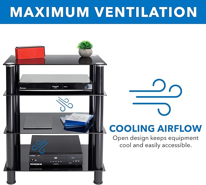 Mount-It! Tempered Glass AV Component Media Stand, Audio Tower and Media Center - Image 8