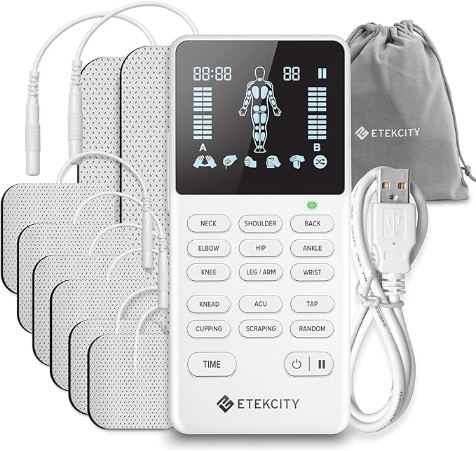 Etekcity 4-Channel Rechargeable TENS Unit, FSA-HSA Eligible Muscle Stimulator by Etekcity
