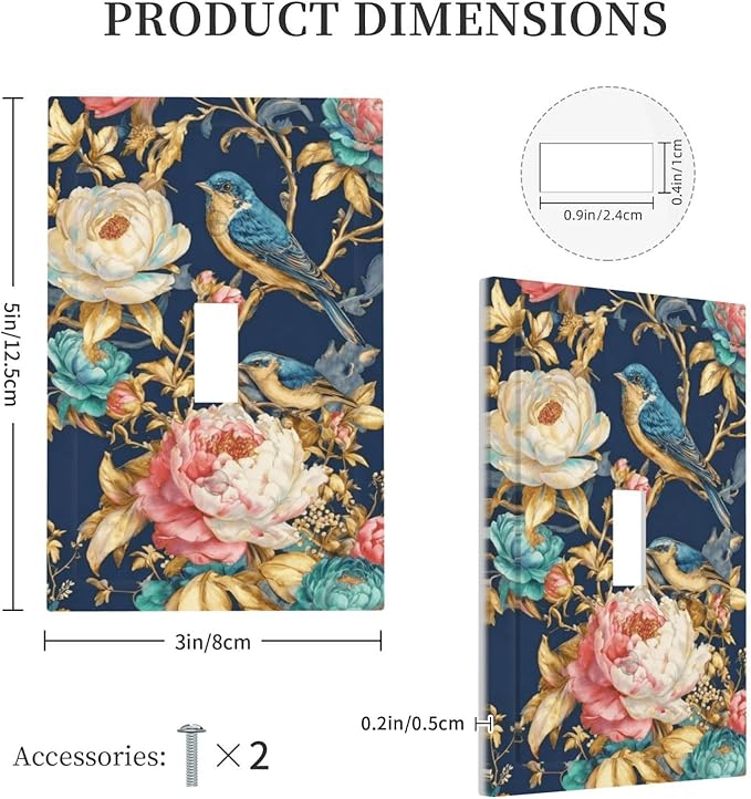 Bvtewkhz Floral Birds Morris 1 Gang Single Toggle Decorative Outlet Covers - Image 5