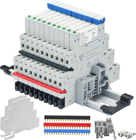 12V Relay Din Rail; Silm Relay 12V DC/AC 6Amp 5Pin 1NO 1NC SPDT
