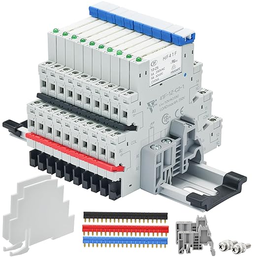 12V Relay Din Rail; Silm Relay 12V DC/AC 6Amp 5Pin 1NO 1NC SPDT by ZJWZJH