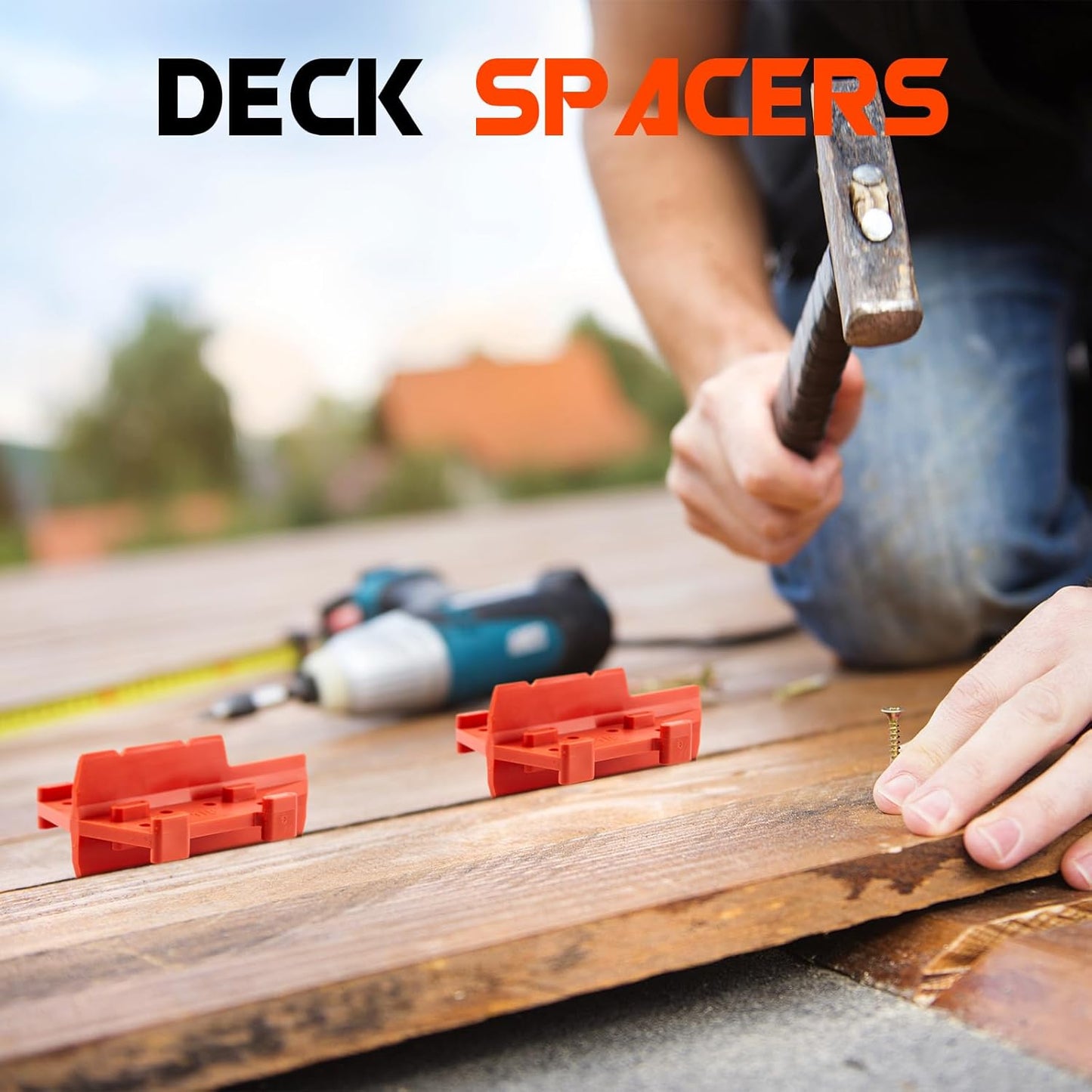 CroBlissful 4 Pcs Deck Spacers 1/8" and 3/16" Spacer Edges Deck Board Spacing Tool Orange for Pressure Treated, Composite, PVC, Plank, Hardwood Decking Tool