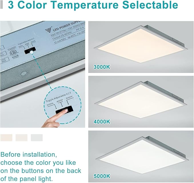 VocgoUU 16-Pack 2x2 LED Flat Panel Light Drop Ceiling, 0-10V Dimmable, 3CCT - Image 2