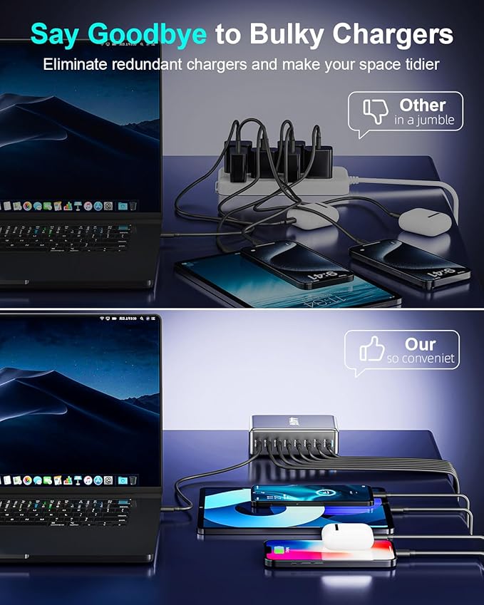 440W Fast USB C GAN Charger Block 8 Port Charging Station HUB Brick Dual PD PPS - Image 5