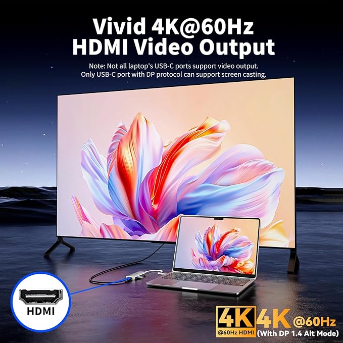 USB C Hub 8 in 1 Multiport Adapter, 3 USB 3.2 Gen 2 Ports - Image 5