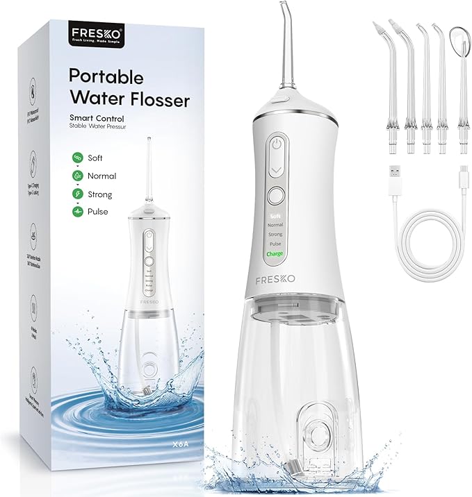 FRESKO Water Dental Flosser for Teeth, 300ML Cordless Flosser by FRESKO