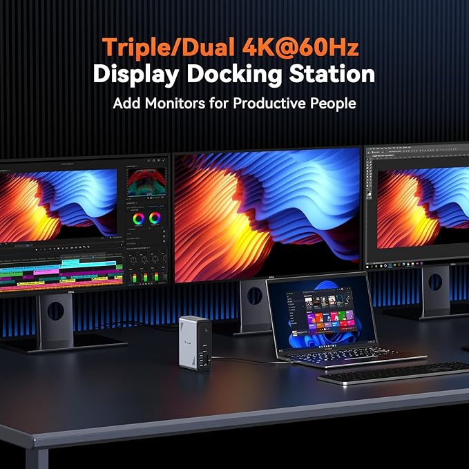 TobenONE 18 in 1 Laptop Docking Station 3 Monitors, Triple 4K Display - Image 3