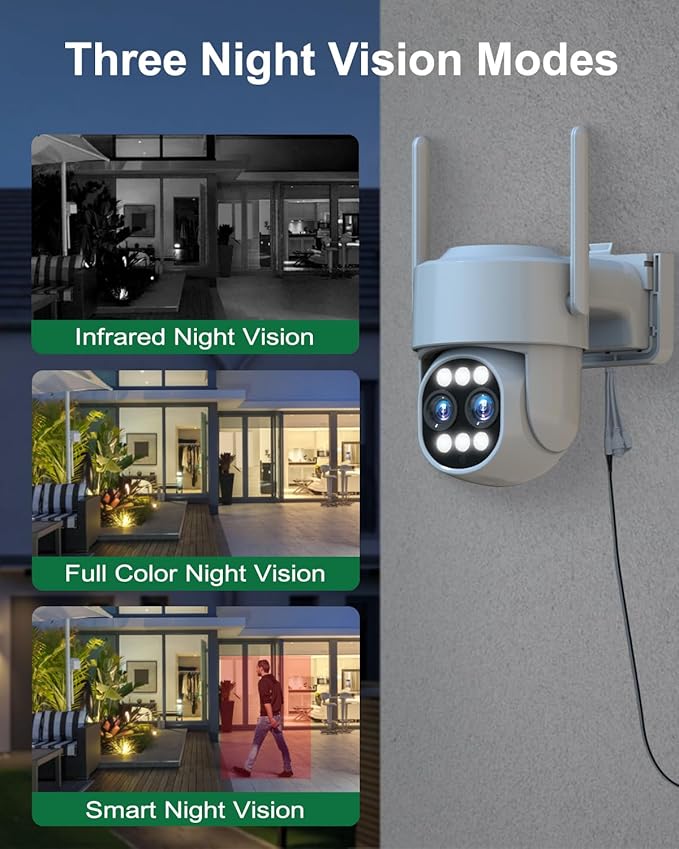 ZHXINSD 4K Security Camera System Wireless, Dual Lens 4MP+4MP 10X Zoom 2.4G/5G - Image 3