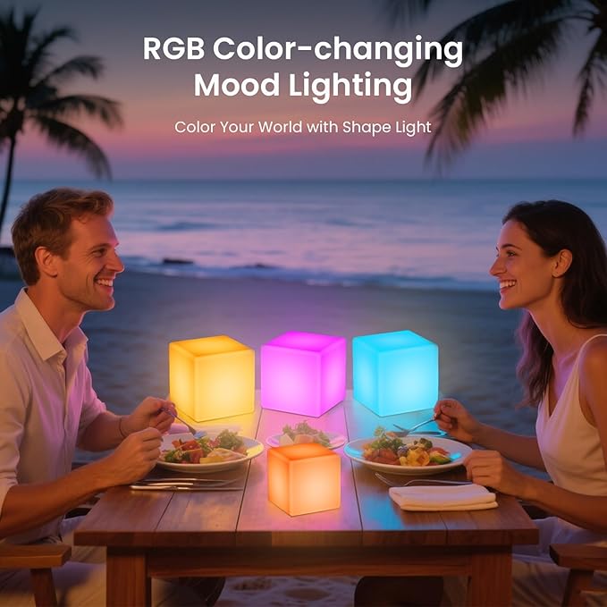 LOFTEK 7-inch LED Cube Night Lights: Rechargeable RGB 16 Colors Changing Light - Image 8