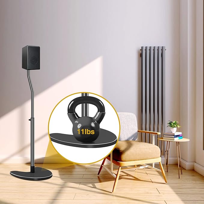 Mounting Dream Speaker Stands Pair, Max 39" Height Adjustable, Heavy Duty Base - Image 6