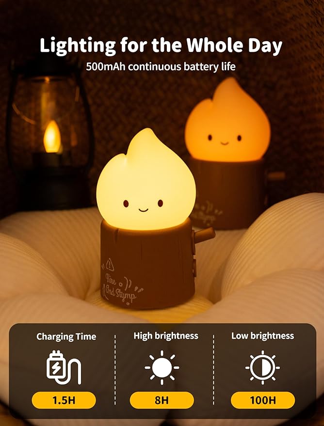 Tarinks Stump Fire Night Light, Flameless Candles Lamp, Torch Stump Light - Image 7