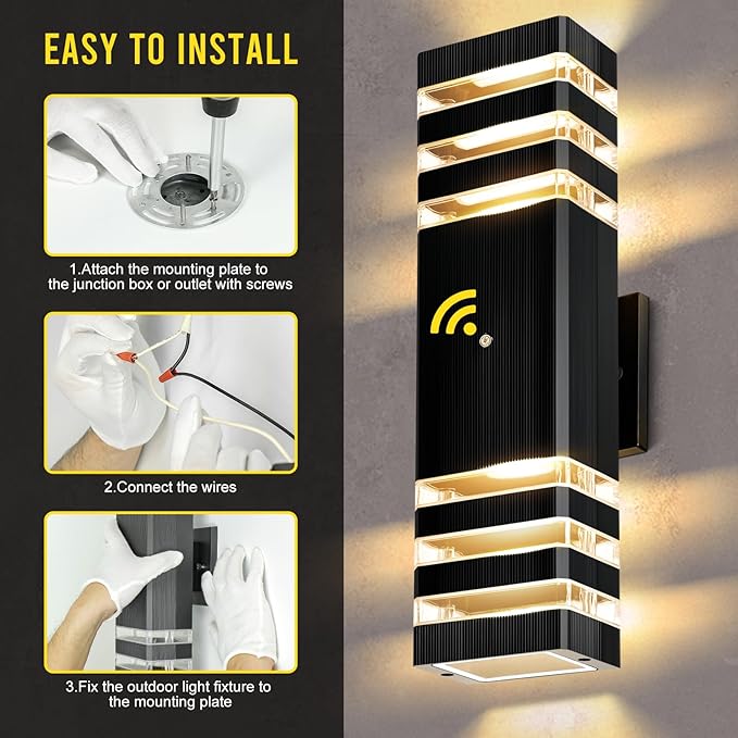 MZLITI LED Square Up & Down Wall Lights 2 Pack 15inch, Outdoor Wall Lights - Image 6