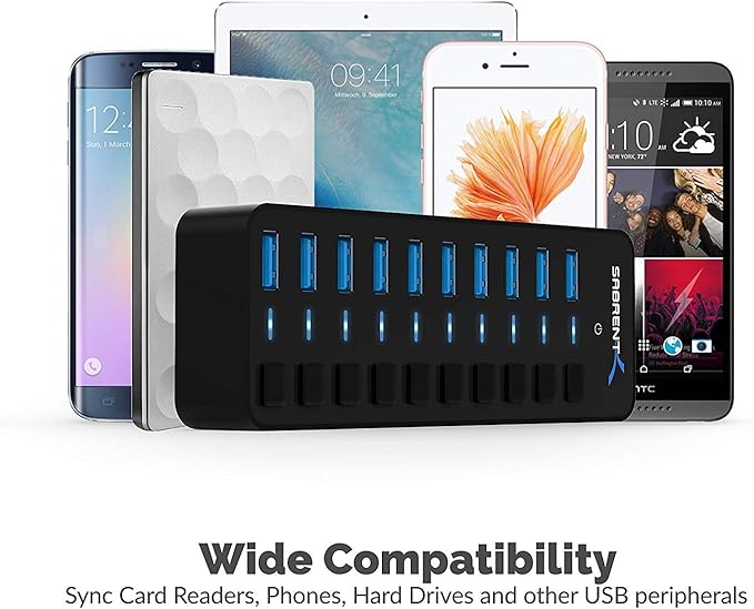 SABRENT 10-Port 60W USB 3.0 Hub - Image 4