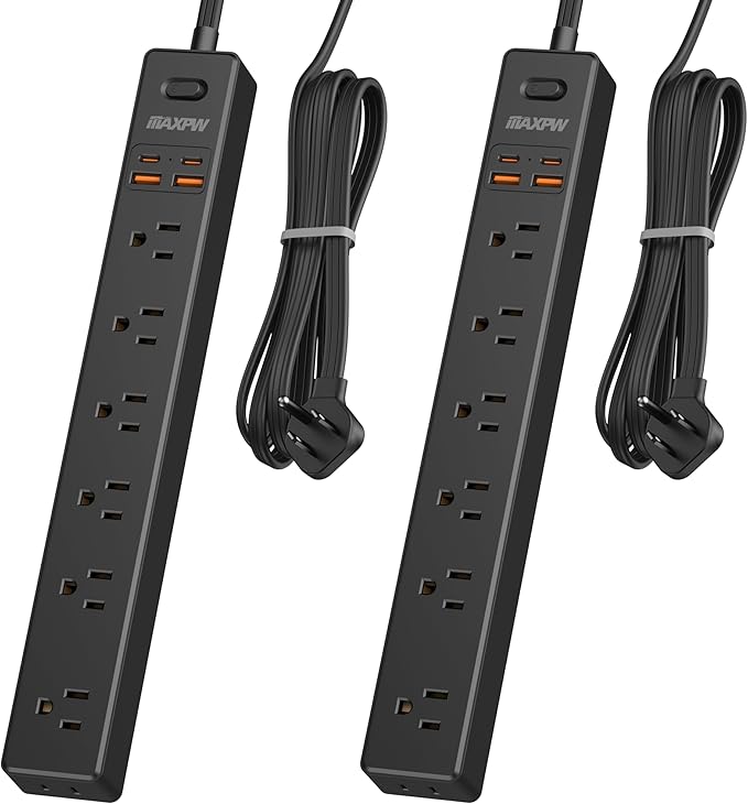 2 Pack Power Strip Surge Protector by Maxpw