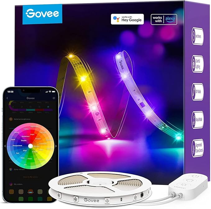 Govee RGBIC Alexa LED Strip Light 16.4ft, Smart WiFi LED Lights Work by Govee