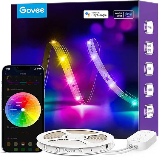 Govee RGBIC Alexa LED Strip Light 16.4ft, Smart WiFi LED Lights Work by Govee