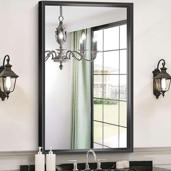Bathroom Mirror, 40x24 Inch Brushed Black Rectangle Mirror, 0.6" Thickened Deep - Image 6