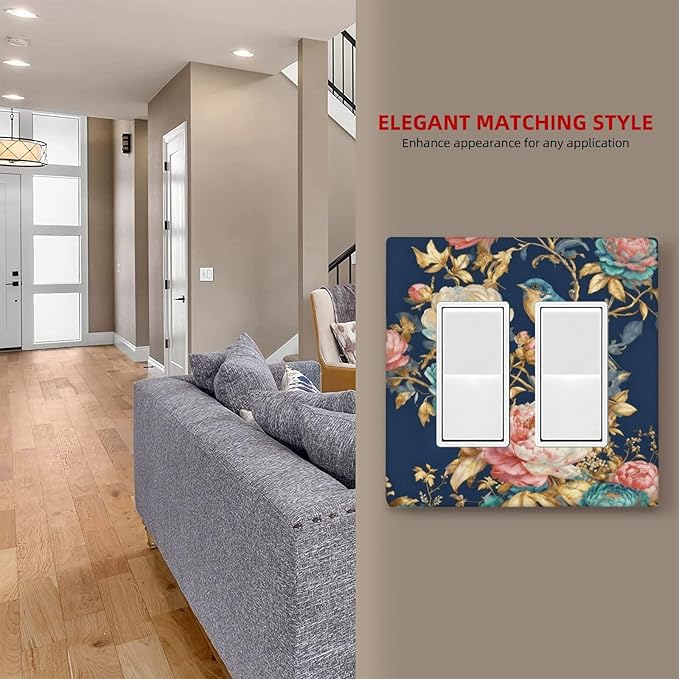 Bvtewkhz Floral Birds Morris 2 Gang Double Rocker Decorative Outlet Covers - Image 7