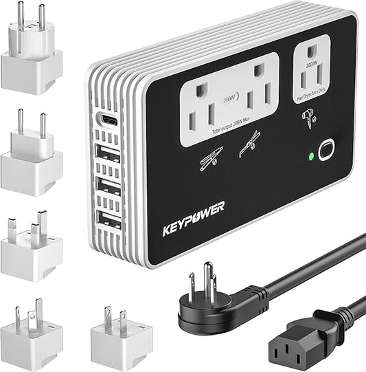 KEY POWER 2000W Voltage Converter US to Europe, 220V to 110V Converter by KeyPower