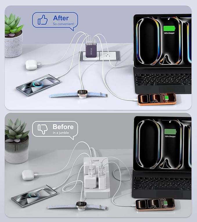 60W 2-Pack USB C Wall Charger Block, 5-Port C Charger Fast Charging Block PD - Image 6