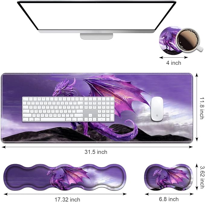 Ergonomic Keyboard Wrist Rest & Mouse Pad Wrist Rest Set, Large XXL Gaming Desk - Image 2