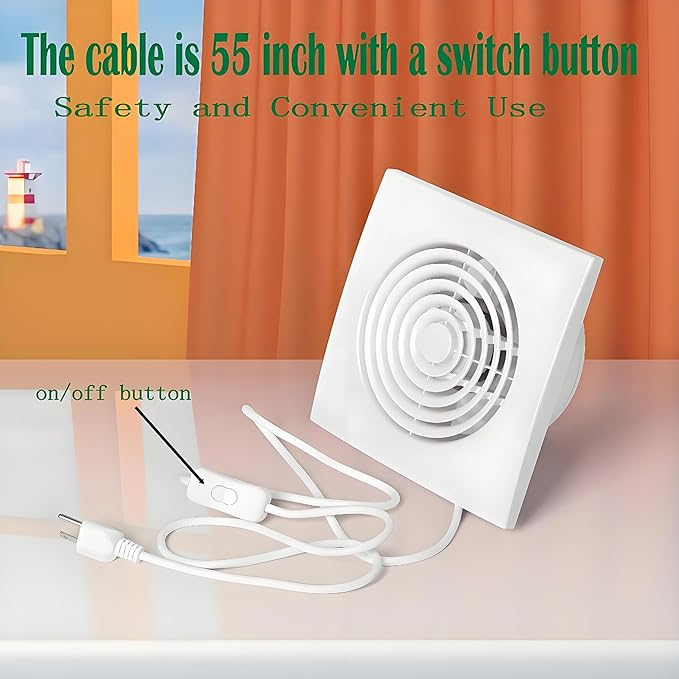 JOANAJO 6 Inch Exhaust Fan Bathroom Exhaust Fan Damper ABS Waterproof - Image 4