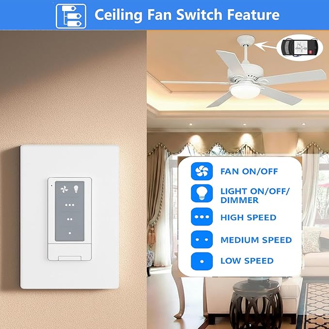 Universal Ceiling Fan Wall Remote Control Kit Replacement - Image 2