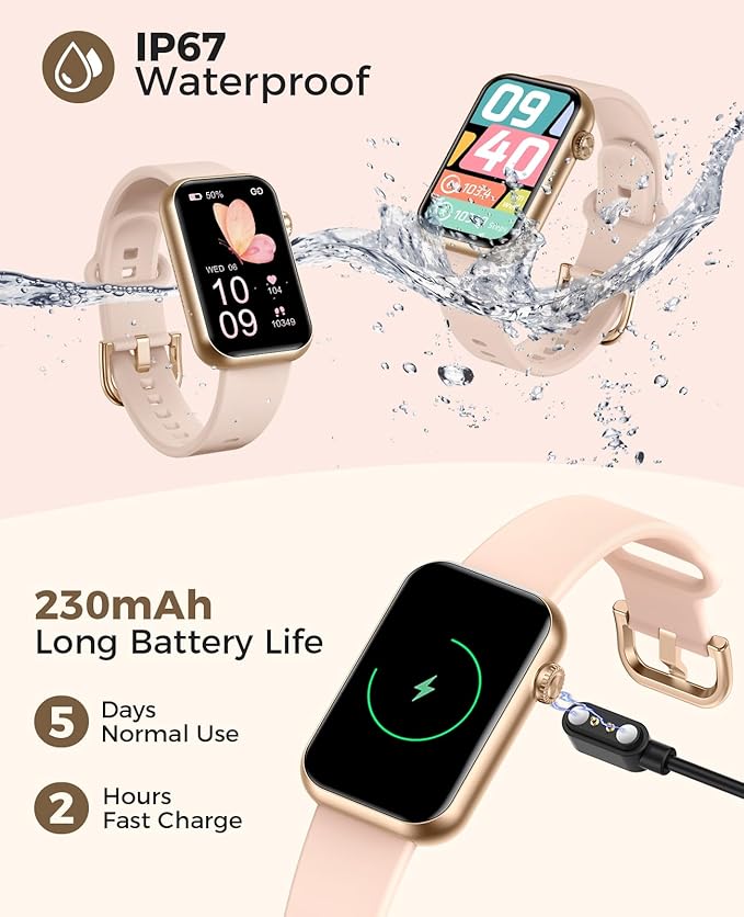 Smart Watch Fitness Tracker, 24/7 Heart Rate Spo2 Blood Pressure Monitor Sleep - Image 5