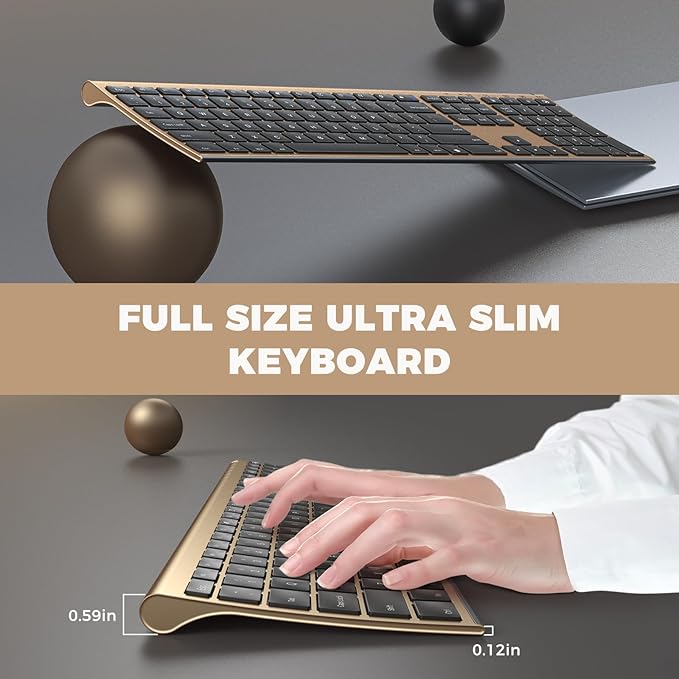 Wireless Keyboard and Mouse, Vssoplor 2.4GHz Rechargeable Compact Quiet - Image 2