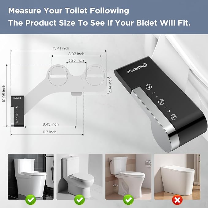 HOPOPRO Toilet Bidet Tank Replacement Cover, Bidet Ultra-Slim Dual Nozzle - Image 3