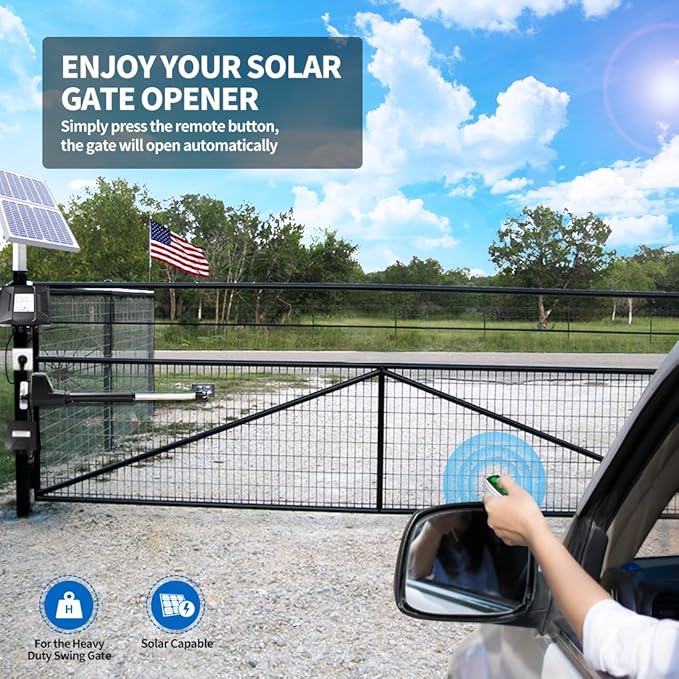 TOPENS AT12131S Solar Single Swing Gate Opener Heavy Duty Automatic Gate Motor - Image 2