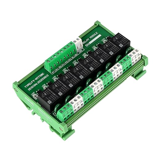 GUETNEU Relay Board, 8 Channel 1 SPDT DIN Rail Mount 24V DC/AC Relay, Interface - Image 6