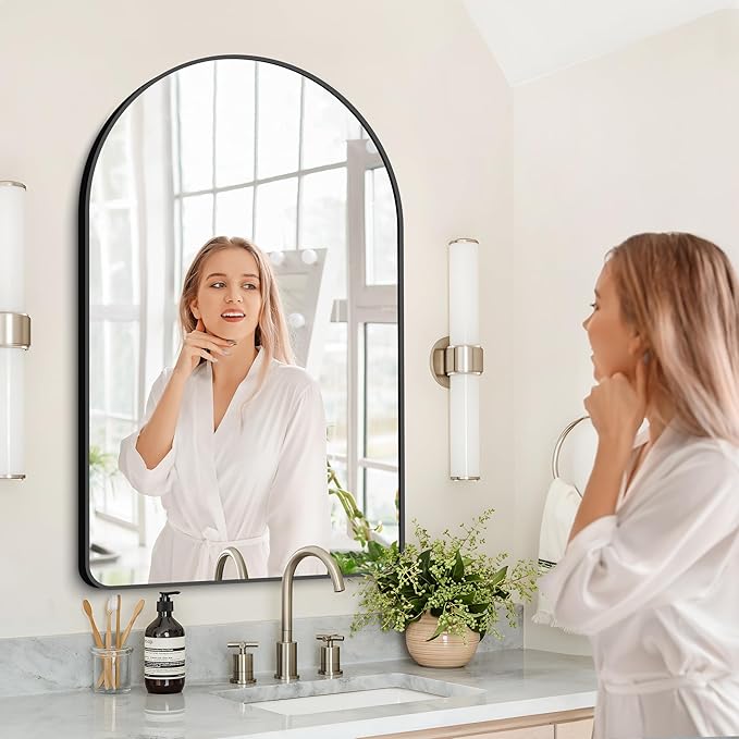 GLASHOM Arched Bathroom Mirror, Wall Mounted Mirror, Living Room, Vertically - Image 7