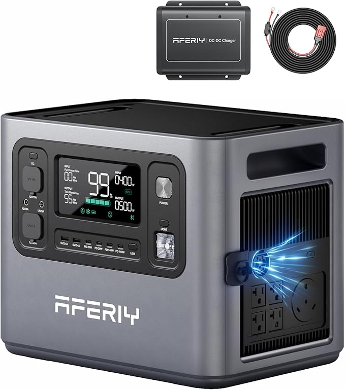 AFERIY 2800W Portable Power Station+DC600 580W Alternator Charger1, 2048Wh by AFERIY