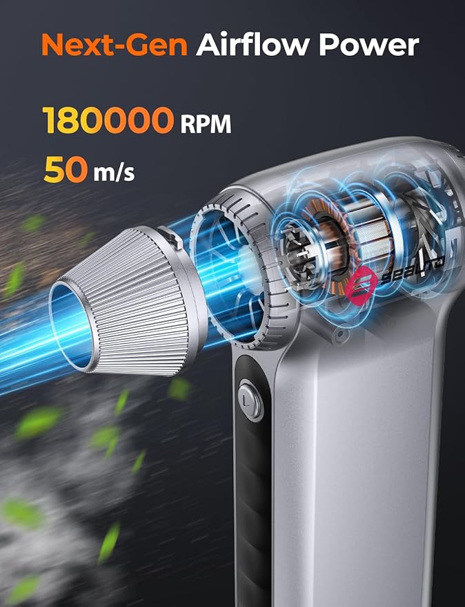 Electric Air Duster 180000RPM, Powerful Cordless Compressed Air Duster - Image 3
