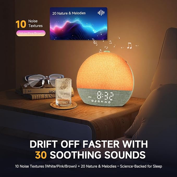 Geuuap Sunrise Alarm Clock White Noise Sound Machine - Image 4