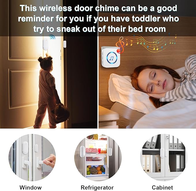 SanJie Door Sensor Chime for Door Opens, Business/Home/Office/Store, 500 FT - Image 3