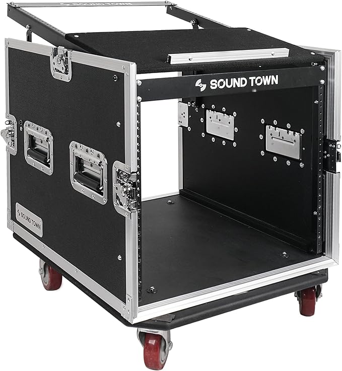 Sound Town Enhanced Thickness 1/2" Plywood 10U Audio Rack/Road Case by SOUNDTOWN