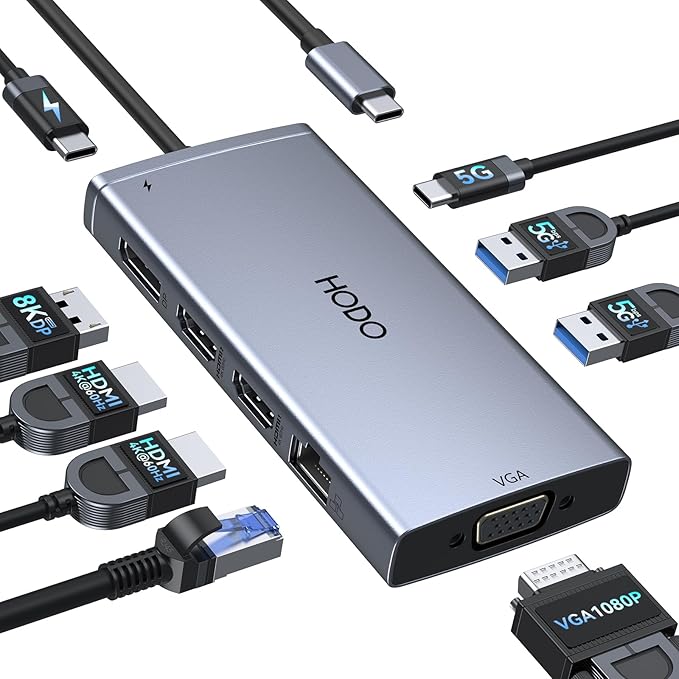 USB C Docking Station Dual Monitor Adapter by HODO