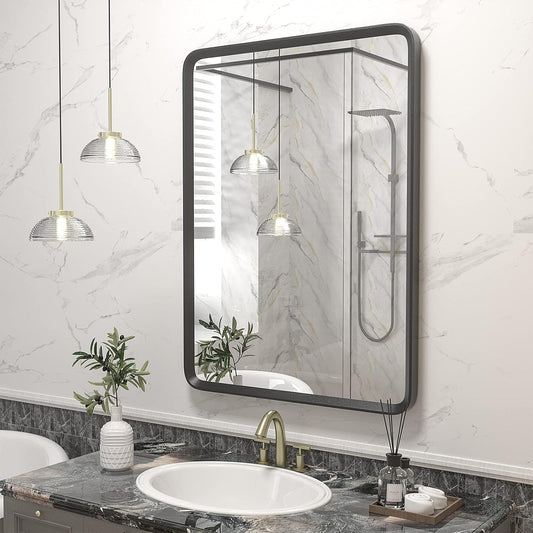 22x30 Inch Black Matte Framed Mirror