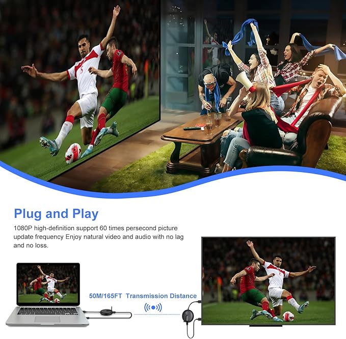 YUYUNLOMN Wireless HDMI Two Receivers and One Transmitter, 2.4/5GHz Wirelessly - Image 6
