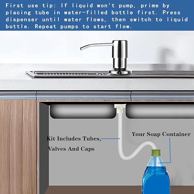 Soap Dispenser for Kitchen Dish Sink Built in Soap Dispenser Pump Chrome - Image 2