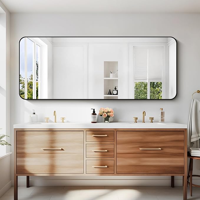 60" x 24"Bathroom Mirror, Matte Black Wall Mirror - Image 4