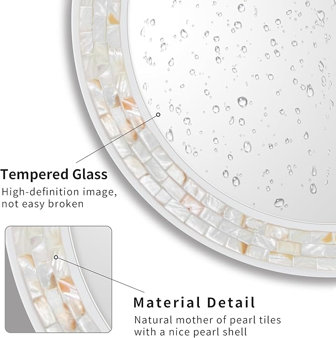 Tanmicoshomy Round Wall Mirror 28 Inch, Circle Mosaic Mirror - Image 5