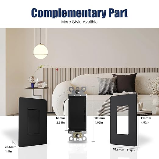 ThunderWay Matte Black 3 Way Decorative Light Switch - Image 5